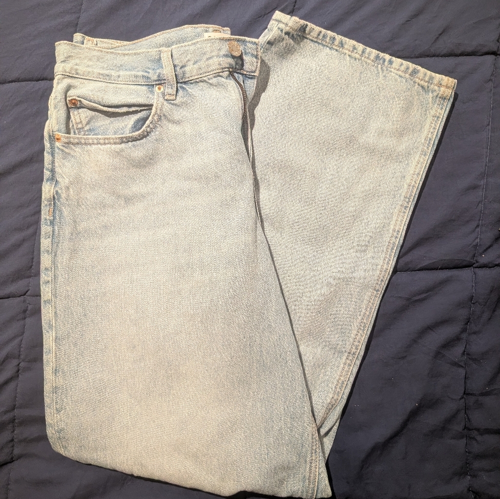 Garage Denim Distressed Low Rise Baggy Jeans 7/28 32Wx42L